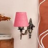 Devansh Metal Electric Wall Light in Antique Gold Colour with Pink Shade Count of 1 Light