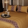 Stoa Paris Satin Bedsheet for Super King Bed (274 cm x 274 cm) with 2 Pillow Covers heet for Grandeur of the Sun Gold