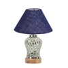 Devansh Conical Blue Jute Shade Lamp With Wood & Mosaic Glass Base For Decoration/Office/Home/Gifting/Study For Decoration/Office/Home/Gifting/Study -(10X10X14.5) Inches -A