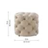 Doe Buck Briana Velvet Tufted Ottoman Cube in Beige Colour