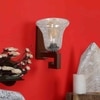 Devansh Solid Wood Electric Wall Light in Brown Colour with Transparent Shade Count of 1 Light