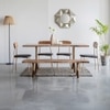 Yoho Solid Wood Dining Table with Six Chairs in Gold Finish