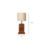 Truffle Brown Wooden Table Lamp with Yellow Printed Fabric Lampshade