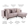 Rubik 3 Seater L Shape Fabric Sofa in Smokey Taupe Colour