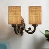 Devansh Metal Electric Wall Light in Antique Gold Colour with Beige Shade Count of 2 Lights