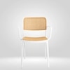 Kepler Brooks Zen Cafeteria Dining Chair With Arms in White Colour