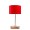 Devansh Red Cotton Table Lamp With  Natural  Wood Base  & Steel Pipe (7X17 Inches)-4