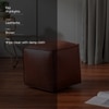 Cube Collection Tan Faux Leather Pouf Ottoman
