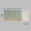3 Door Mirror Glossy Triple Layered Uv Resistant Handless Cabinet  In Pista Light Finish