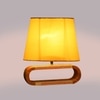 Devansh Yellow Cotton Table Lamp With  Wood Natural Base -6