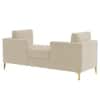 Cova Velvet Chaise Lounger in Cream Color