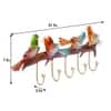 Metal Handpainted Bird Key Holder with 5 Hooks in Multicolour
