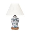 Devansh Off-White Cotton Straight Pleated Shade Lamp With Wood & Mosaic Glass Base For Decoration/Office/Home/Gifting/Study For Decoration/Office/Home/Gifting/Study