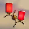 Devansh Metal Electric Wall Light in Gold Colour with Red Shade Count of 2 Lights