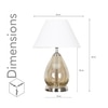 DECADE Smoke Luster Glass and Metal Table Lamp With White Cotton Shade