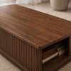 Telford Sheesham Wood Fluted Storage Coffee Table in Walnut Finish