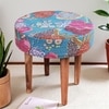 Nayla Solid Wood Stool in Sea Green Fruit Print fabric