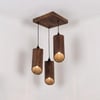 Cedar Brown Solid Wood Cluster Hanging Light