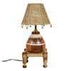 Hand Knitted Earthen Lamp with Jute Shade on Rosewood Manji (7x7x18")