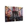 Truss Pcs Black Red Grunge Brooklyn Bridge Printed Canvas Wall Prints Set of 3 Multicolor Matte