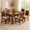 Globally Indian Aarya Solid Sheesham Wood 6 Seater Dining Table Set 6 Chairs Beige