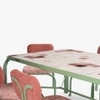 Dastoori Ceramic Tile Outdoor Dining Table with Six Chairs in Beige Colour