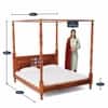 Rangrez Sheesham Wood Queen Size Non Storage Poster Bed in Honey Oak Finish