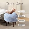 Slub Jacquard Wooden Ottoman in Blue Color Set of 2
