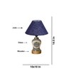Devansh Conical Blue Jute Shade Lamp With Wood & Mosaic Glass Base For Decoration/Office/Home/Gifting/Study For Decoration/Office/Home/Gifting/Study -(10X10X14.5) Inches -A