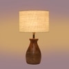 Devansh White Jute Table Lamp With  Wood Natural Base (7X13 Inches)-10