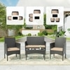 Carry Bird Wicker Patio Furniture Accessorie 4 Seater Sets In Black And Dark Beige Colour