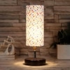 Koda Multicolor cotton table lamp with brown wood base