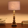 Devansh Grey Cotton Table Lamp With  Wood Natural Base (7X7X21.25 Inches)-7