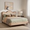 Solara Wave Luxe King Size Bed in velvet With Oak wood Frame & Hydraulic Storage