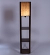 Brown Square Floor Lamp with Black Shade