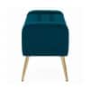 Doe Buck Upholstered Storage Bench in Teal Colour with Gold Legs