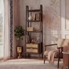 Strava Solid Wood and Cane Bookshelf in Dark chestnut Finish