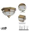 Mirage Frosted White and Antique Brass Flush Ceiling Light