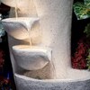 White Fiber Glass7 Stacked Chalice Water Fountain