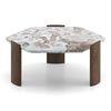 Kanso Hexagon Toronto Marble And Solid Wood Coffee Table In Danish Walnut Finish
