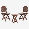 Alfresco Solid Wood Outdoor Folding Round Table with Two Folding Round Chairs in Brown Colour