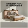 Elowen Softline King Size Bed in velvet With Oak wood Frame & Hydraulic Storage