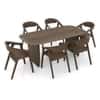 Zen Rectangular Solid Wood 6 Seater Dining Table With 6 Hague Solid Wood Dining Armchair (Finish: Danish Walnut)