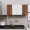 4 Doors Modular Wall Mounted Kitchen Cabinet With Adjustable Shelf In Aisan Walnut Finish