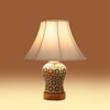 Devansh Off-White Cotton Shade Lamp With Wood & Mosaic Glass Base For Decoration/Office/Home/Gifting/Study For Decoration/Office/Home/Gifting/Study