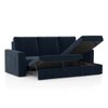 Kowloon Sectional Sofa Cum Bed with Storage in Indigo SeaPort Blue Velvet