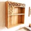 Natural Colour Solid Wood Handcarved Dvaita Floating Wall Shelf With 2 Compartment by DisooFashions