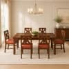 Globally Indian Anvaya Solid Sheesham Wood 6 Seater Dining Table Set 6 Chairs Terracotta Orange