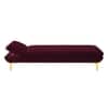 Nicco Velvet Chaise Lounger in Red Wine Color
