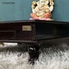 D'Dass Dark Polish Mdf and Sheesham Wooden Pooja Chowki With Drawer
